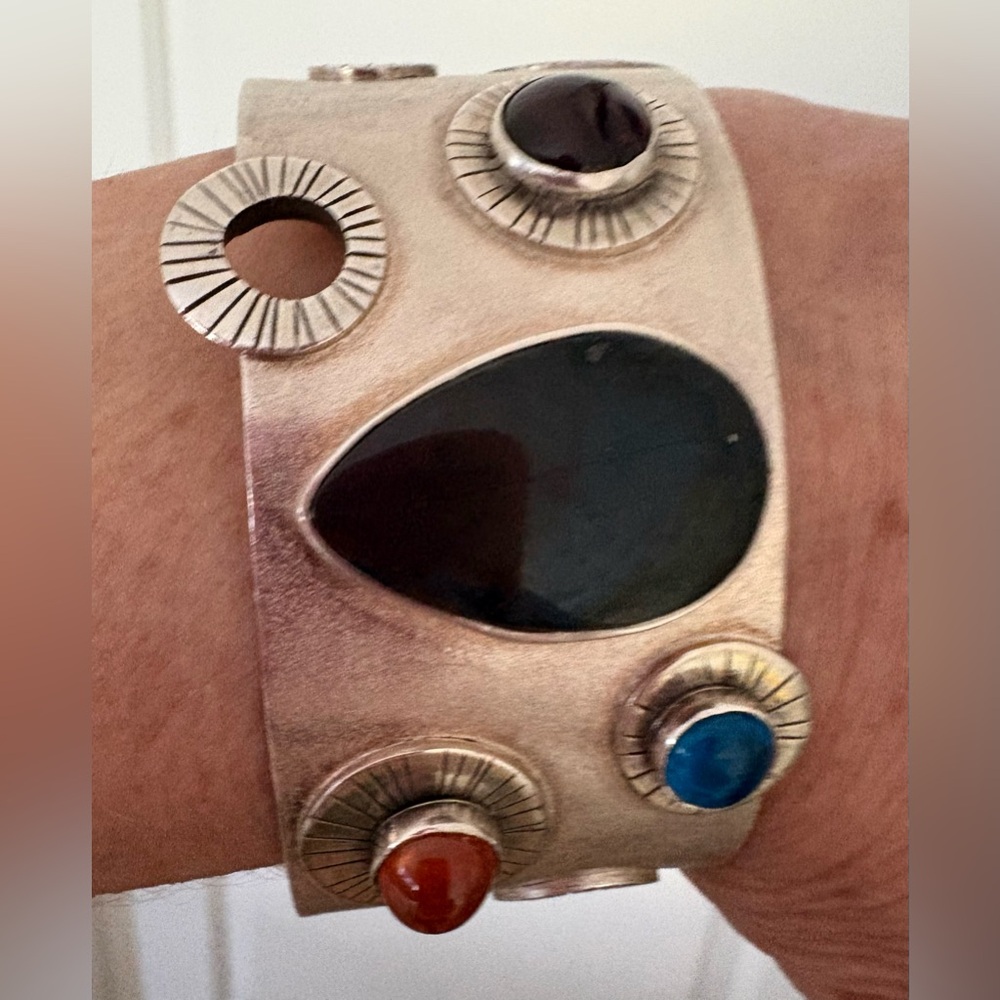 Sterling Silver Multi-Stone Cuff Bracelet